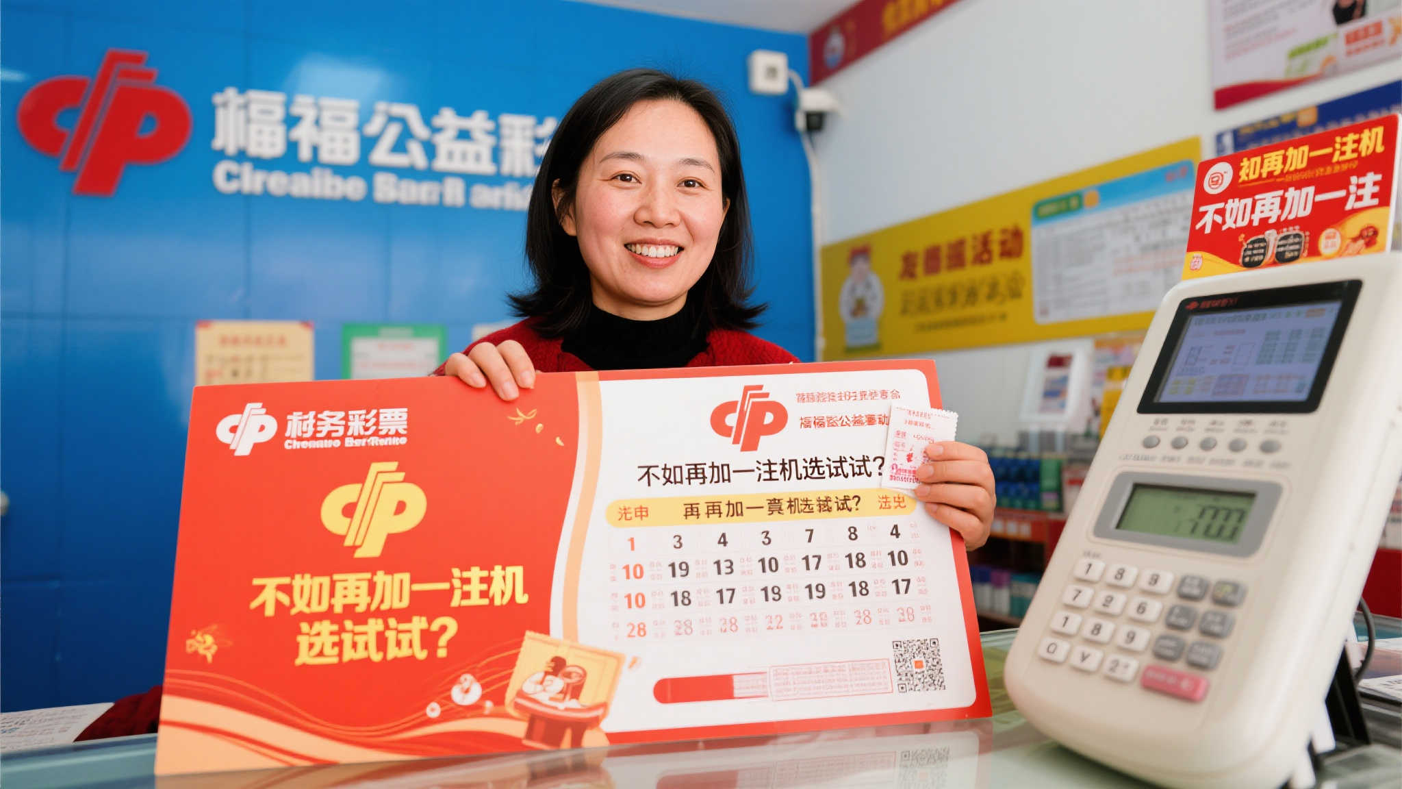 女彩民突发奇想加码机选，喜获福彩12万奖金，得知中奖一脸茫然