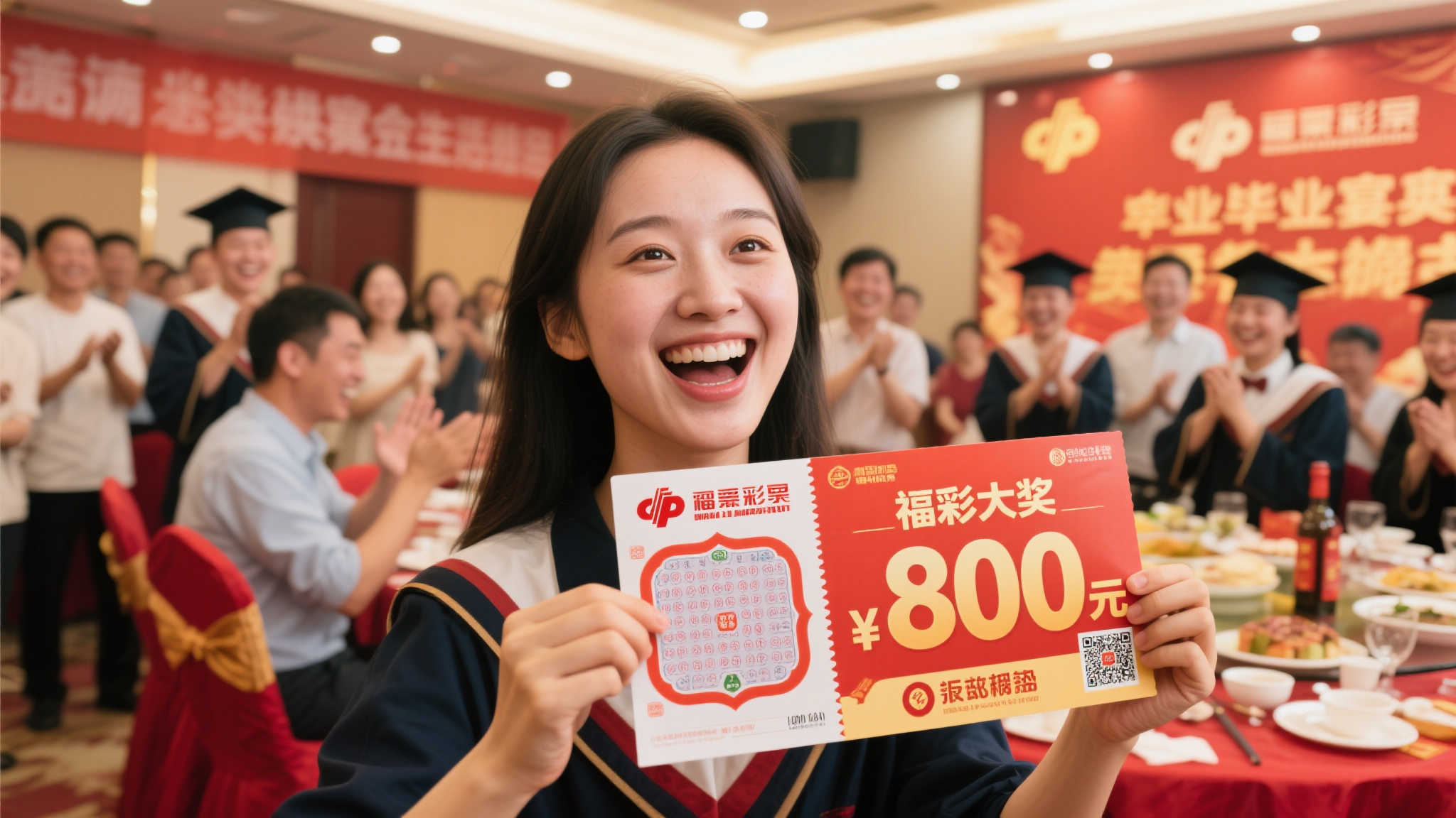 惊喜连连！女子升学宴上刮福彩喜中80万大奖！